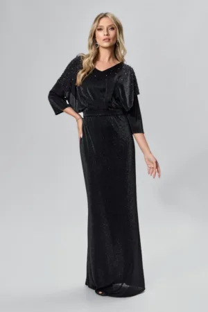 Rochie de ocazie premium din licra cu strass-uri si glitter Petrona Neagra