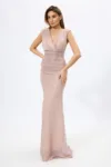 Rochie de ocazie premium din lurex tip sirena Delicacy Rose
