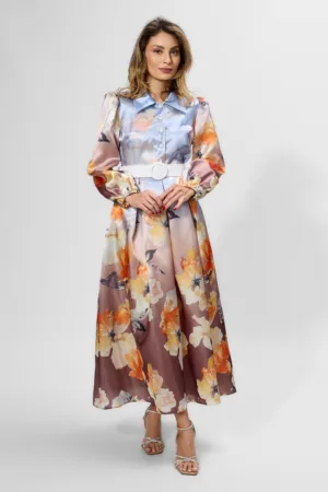 Rochie de ocazie premium din satin cu imprimeu Eritreea Multi