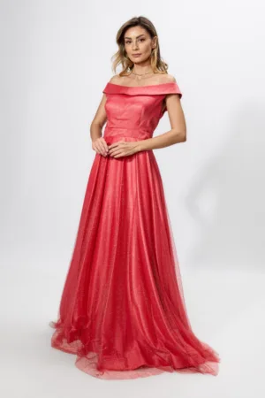 Rochie de ocazie premium din satin si tull cu glitter Melissande Corai