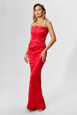 Rochie de ocazie premium din tafta satinata cu fir lame Dashing Rosie