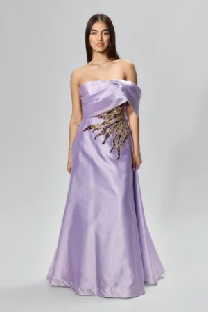 Rochie de ocazie premium din tafta satinata cu paiete Primera Lila