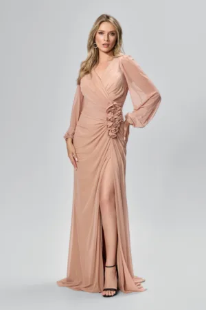 Rochie de ocazie premium din tull cu flori 3D Attitude Nude