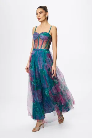 Rochie de ocazie premium din tull cu imprimeu floral Allegra Multi