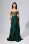 Rochie de ocazie premium din voal cu dantela la bust The Story Verde