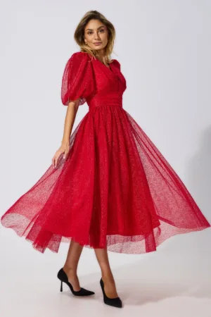 Rochie de ocazie premium din voal cu fir lame Rosemary Rosie