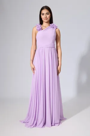 Rochie de ocazie premium din voal cu model one shoulder Azaleea Lila