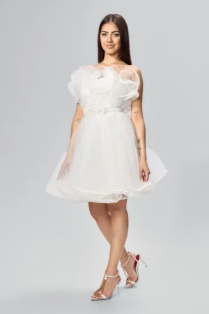 Rochie de ocazie premium tip baby doll din tull Chianti Alba