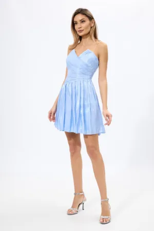 Rochie de ocazie premium tip baby doll din voal Dalida Bleu