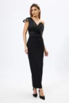 Rochie de ocazie premium tip one shoulder cu strass-uri Eros Neagra
