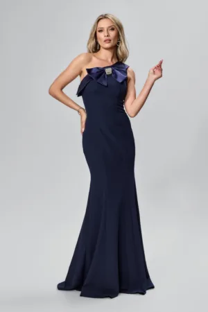 Rochie de ocazie premium tip sirena cu model one shoulder Ellanora Bleumarin