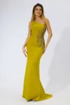 Rochie de ocazie premium tip sirena cu model one shoulder Hypnotic Olive