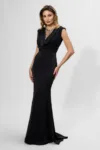 Rochie de ocazie premium tip sirena cu strass-uri Lovare Neagra