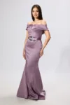 Rochie de ocazie premium tip sirena din satin Noble Mov