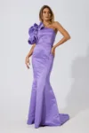 Rochie de ocazie premium tip sirena din tafta satinata Tresor Lila