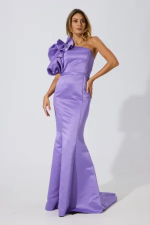 Rochie de ocazie premium tip sirena din tafta satinata Tresor Lila