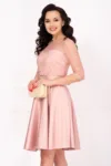 Rochie de ocazie roz in clos Alison cu maneci din dantela