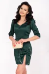 Rochie de ocazie verde Sara scurta cu funda stilizata