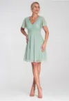 Rochie de petrecere -  menta - tul - decolteu plic - maneci scurte -