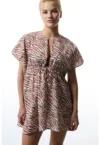 Rochie de plaja cu animal print - din bumbac - pentru plaja