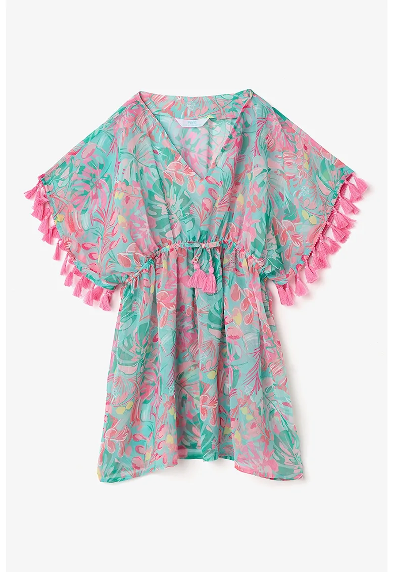 Rochie de plaja cu canafi si decolteu in V