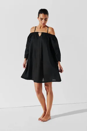 Rochie de plaja din bumbac cu decupaje pe umeri