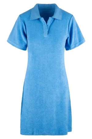 Rochie de plaja din material terry cu guler polo