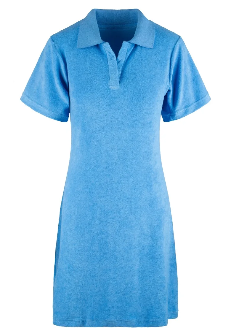 Rochie de plaja din material terry cu guler polo
