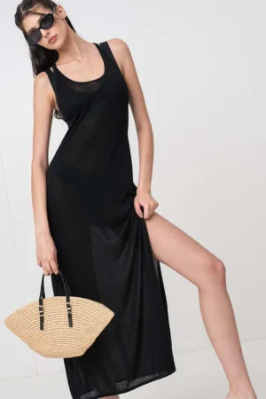 Rochie de plaja lunga - din material transparent