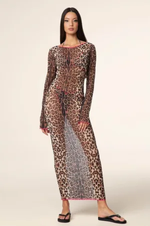 Rochie de plaja transparenta cu animal print -