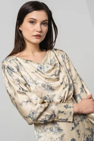 Rochie de satin cu imprimeu