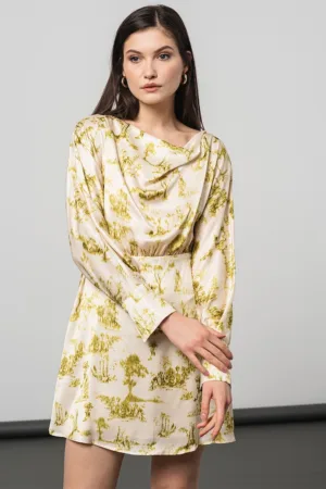 Rochie de satin cu imprimeu grafic