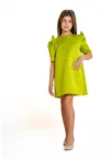 Rochie de satin cu maneci bufante
