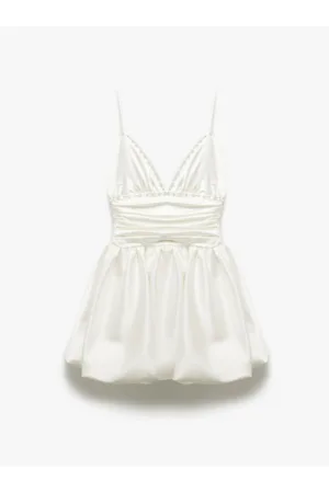 Rochie de satin cu perle sintetice