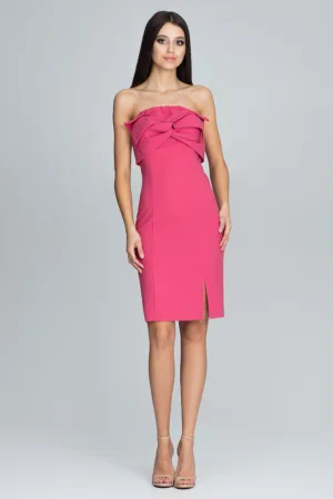 Rochie de seara M571 - coral - fara bretele - croiala creion - poliester 100%