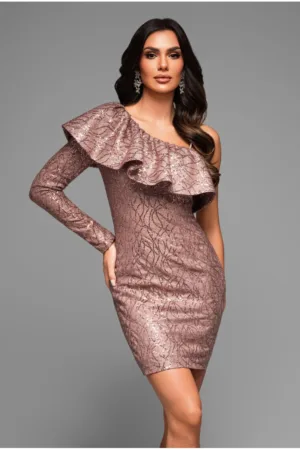 Rochie de seara Midi LA-OM-DLR050 - Bej