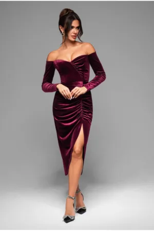 Rochie de seara Midi LACRICA LA-OM-DLR001 - Cu crapatura laterala