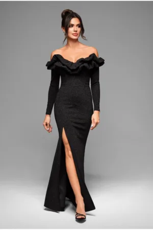 Rochie de seara Midi LACRICA LA-OM-DLR002 - Cu crapatura laterala