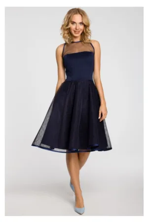 Rochie de seara cu partea de sus mulata - albastru marin -