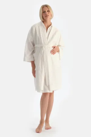 Rochie de seara din bumbac - pentru gravide - Alb murdar -