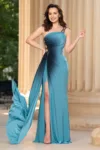 Rochie de seara din lycra Gisella aqua in degrade