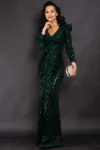 Rochie de seara eleganta Clarisse tip sirena din paiete verzi