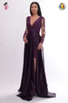 Rochie de seara lunga din tafta si broderie