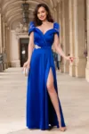 Rochie de seara lunga eleganta albastra Miley din tafta