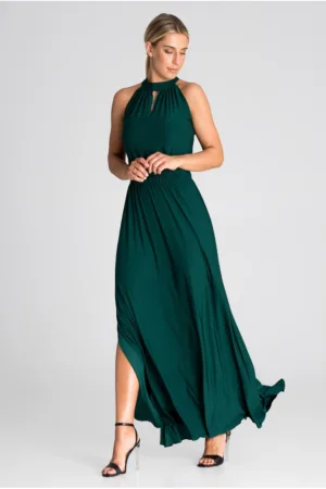Rochie de seara - lunga - poliester - verde