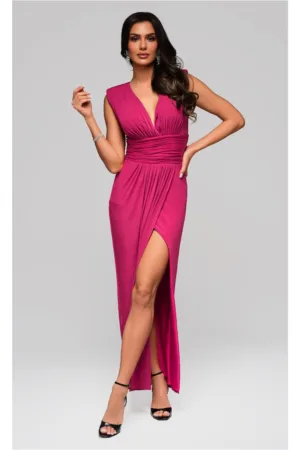 Rochie de seara maxi  LA-OM-DLR084 - Fucsia