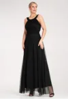 Rochie de seara  maxi - neagra - din poliester si elastan -