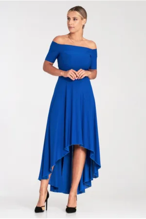 Rochie de seara - maxi - poliester - albastru