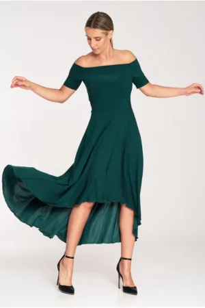 Rochie de seara - maxi - verde - material elegant - poliester