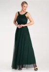 Rochie de seara  maxi - verde - poliester -